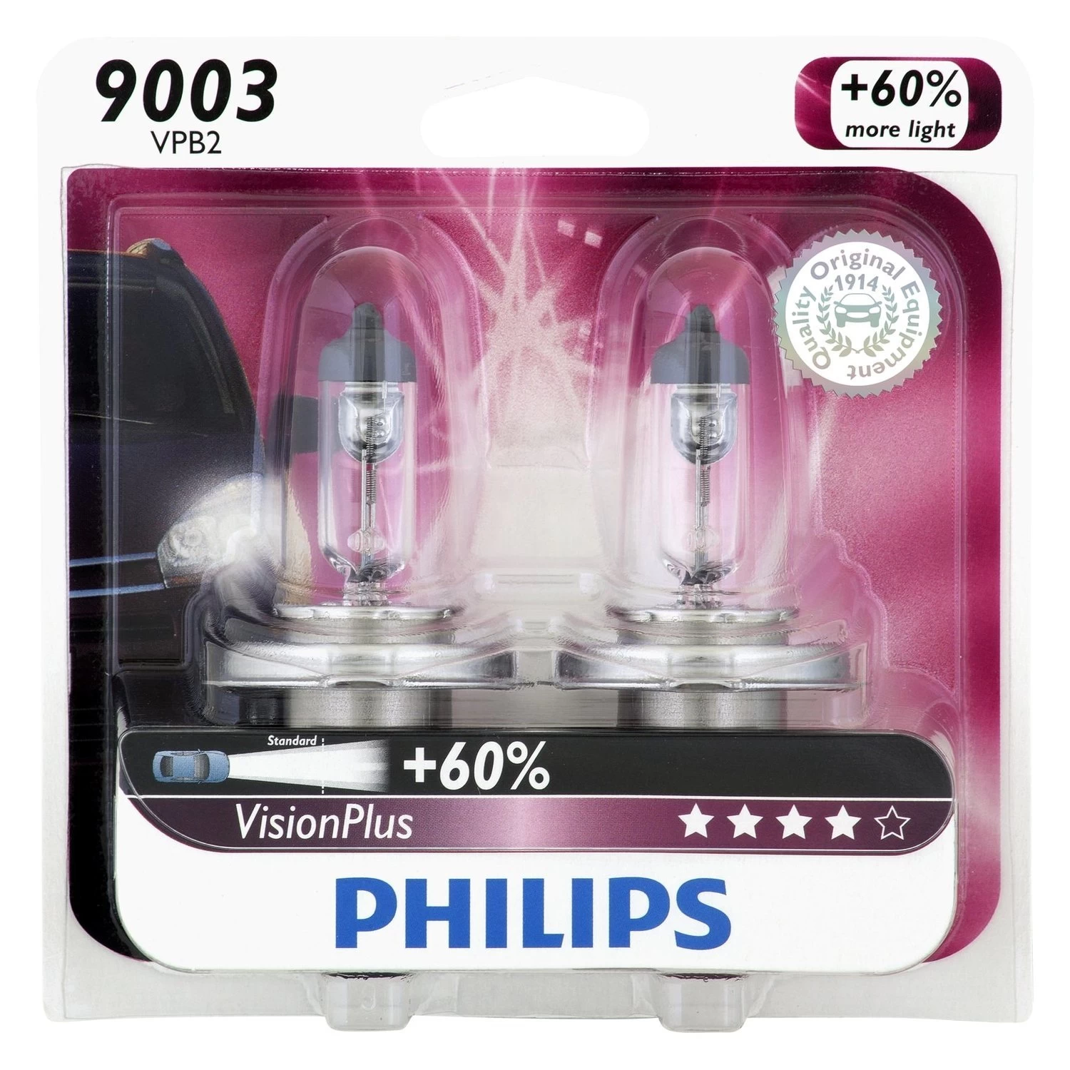 Philips® 9003VPB2 - VisionPlus Replacement Bulbs (9003) - Image 4